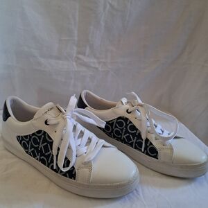 Calvin Klein White and Blue Sneakers Size 10